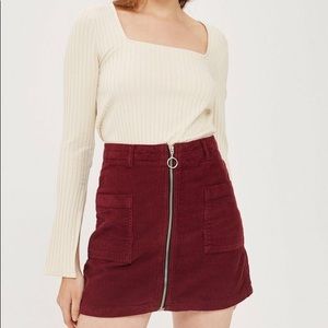 topshop corduroy zip up skirt